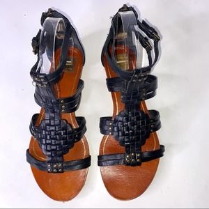 Dolce Vita Black Leather Strappy Ankle Sandals Size 8 ~
